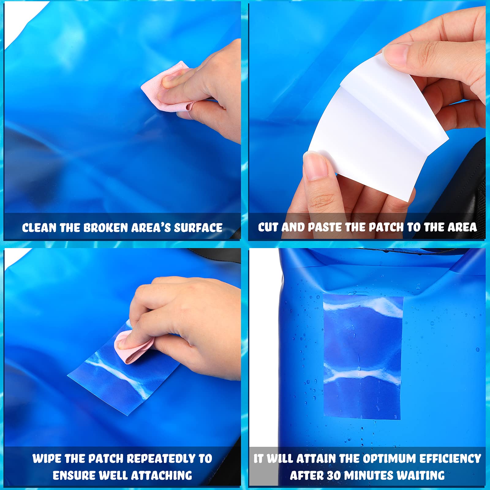 Nuanchu Self-Adhesive PVC Pool Liner Repair Patch - 12 x 80 Inch Blue Vinyl Patch for Swimming Pools, Inflatable Boats, Hot Tubs & Water Slides - Heavy Duty Waterproof Repair Solution