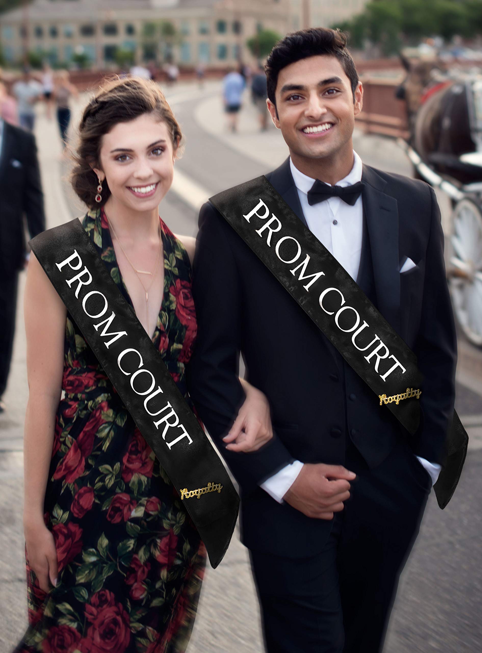 Prom Sash Set - 2 Elegant Sashes & 2 Sparkling Royalty Pins for Homecoming, Prom, Pageants & Special Events | Perfect for Graduation, Quinceañera & School Dances