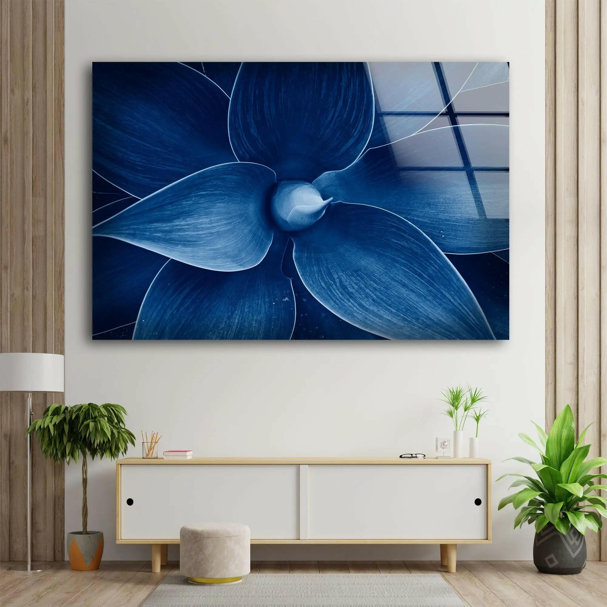 Blue Agave Closeup Glass Wall Art - Stunning Botanical Decor for Living Room, Bedroom & Office - Perfect Modern Home Decor Gift
