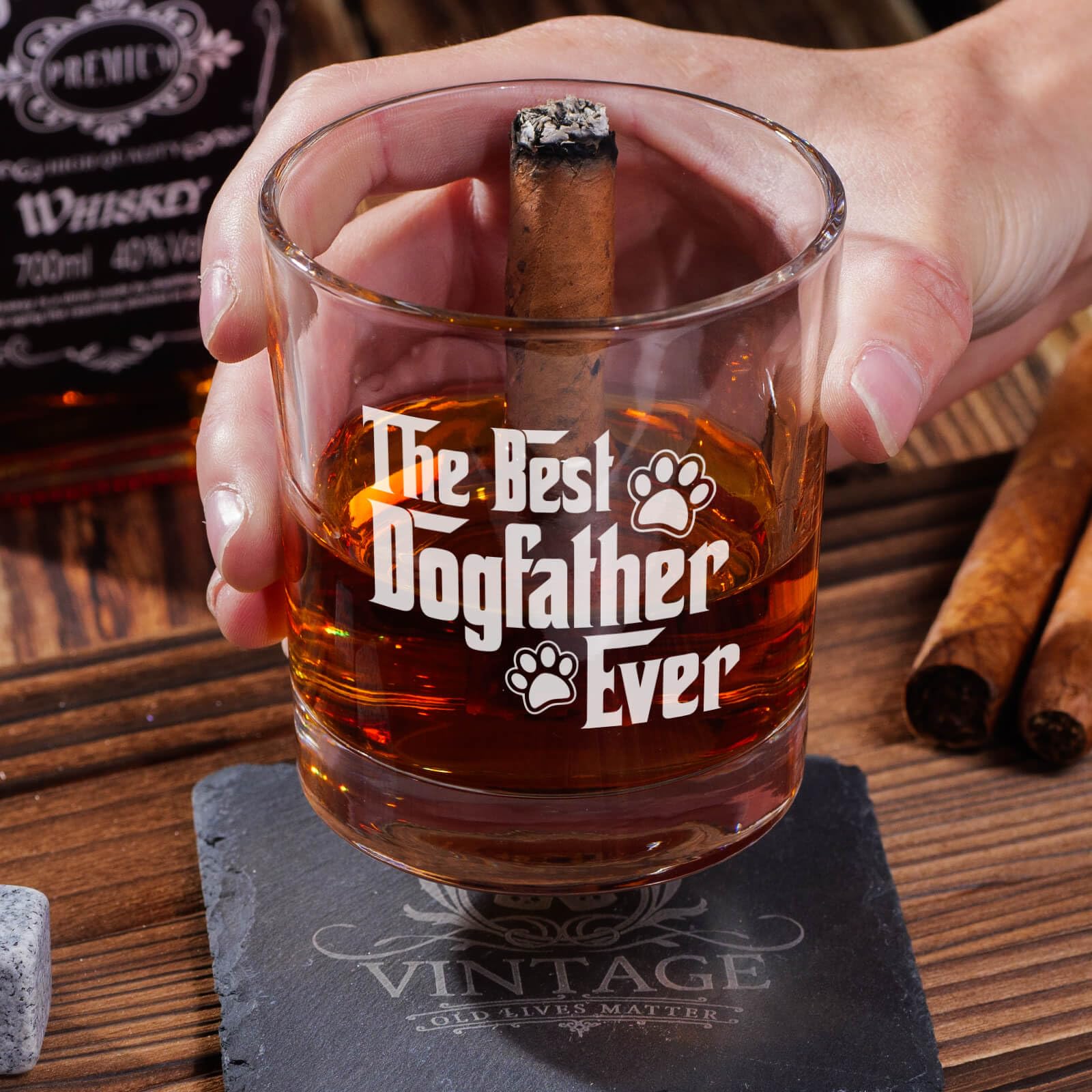 Funny Dog Dad Whiskey Glasses - Personalized Gifts for Dog Lovers, Cool Christmas Present for Men - Perfect for Father's Day, Birthday & Dog Owner Appreciation