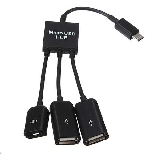 Dual Micro USB Host OTG Hub Adapter Cable for Android Tablets - Connect Keyboards, Mice & Flash Drives for Work & Gaming