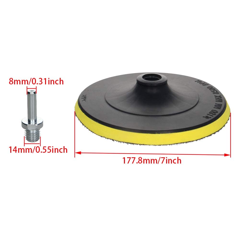 Auniwaig 7 Inch Hook and Loop Backing Pad with M14 Threads - Sanding Plate for Angle Grinder Accessories, Buffing & Polishing (1pc) - Perfect for Woodworking, Metal Finishing & Automotive Surface Prep