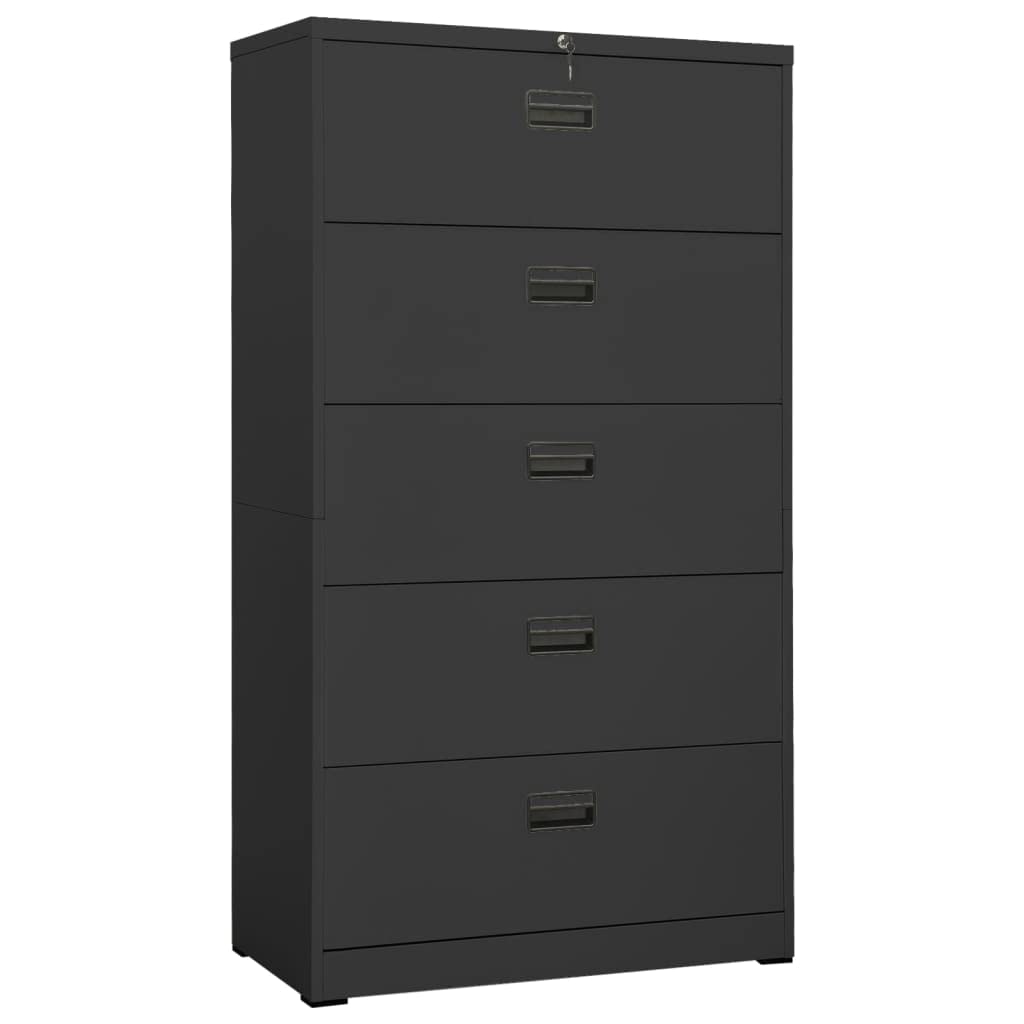 Modern Metal Filing Cabinet with Lock - 35.4