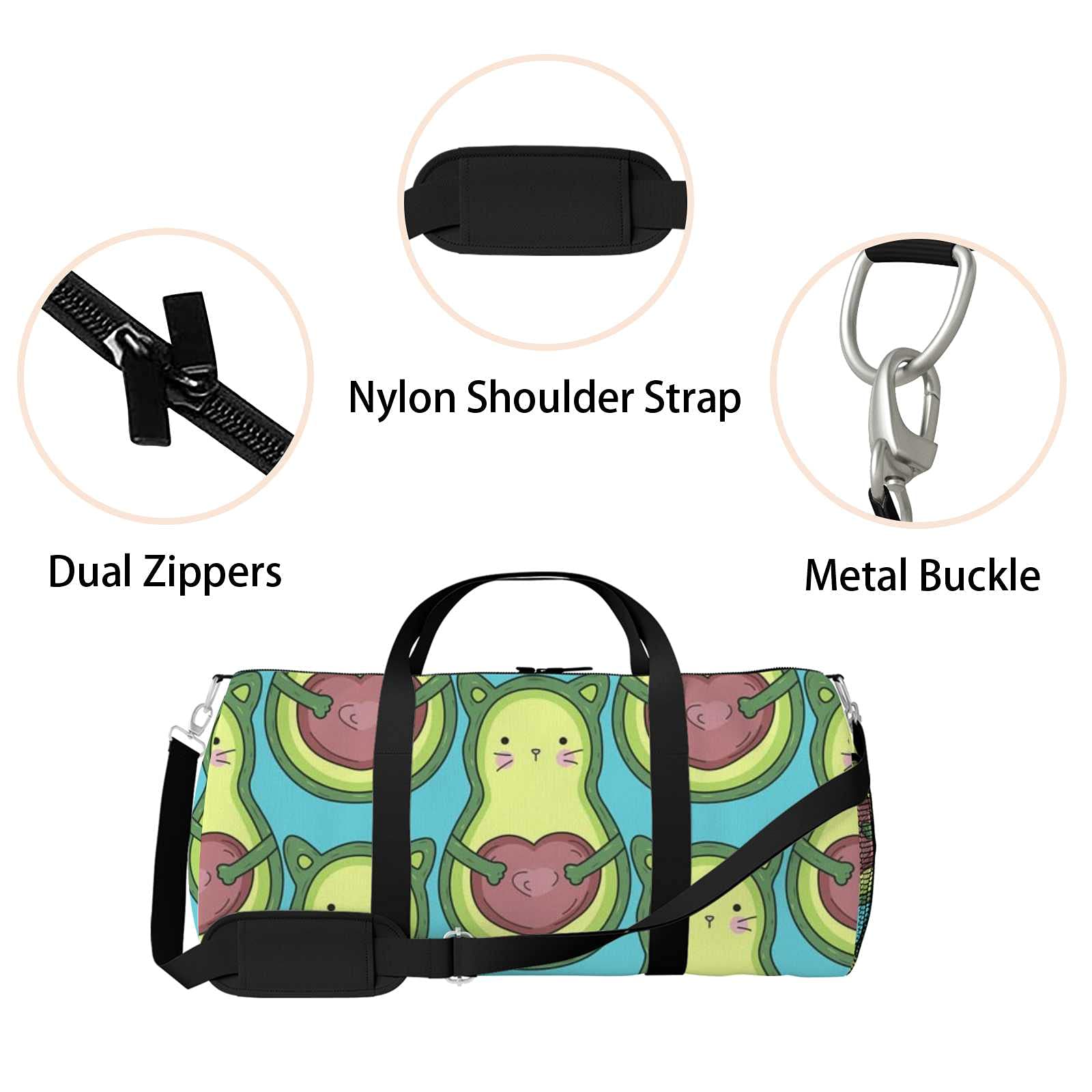 Waterproof Lightweight Gym Bag for Women & Men - Hand Drawn Cat Pattern Duffle Bag, Carry-On Travel Duffel with Boarding Grips | Perfect for Workouts, Travel, Yoga & Sports