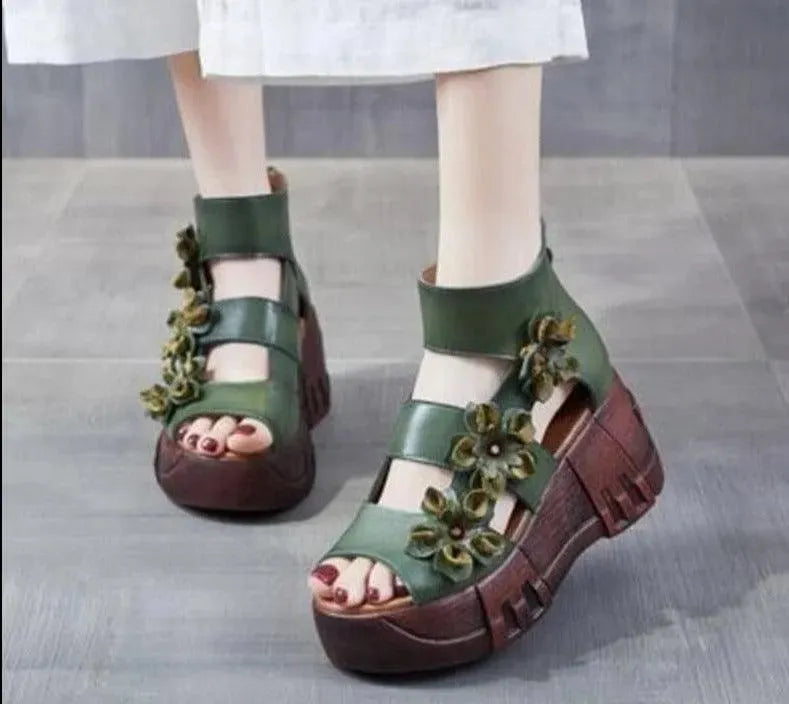 Stylish Floral Wedge Sandals for Women - Comfortable Summer Beach Wedding Shoes with Non-Slip Sole | Perfect for Outdoor Parties, Vacations, and Casual Wear