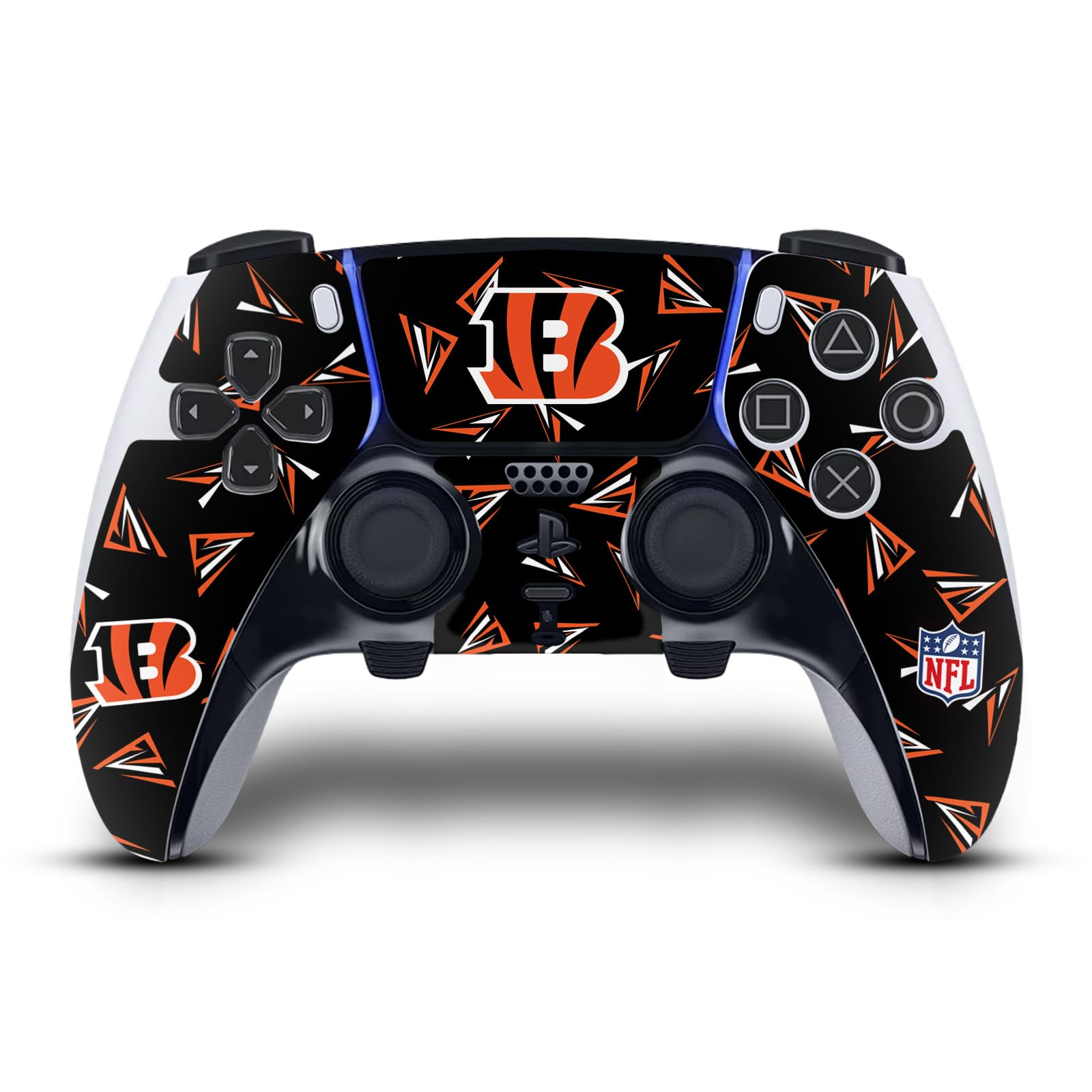 Official NFL Geometric Cincinnati Bengals Vinyl Skin Sticker for Sony PS5 DualSense Edge Controller - Compatible with Gaming & Customization