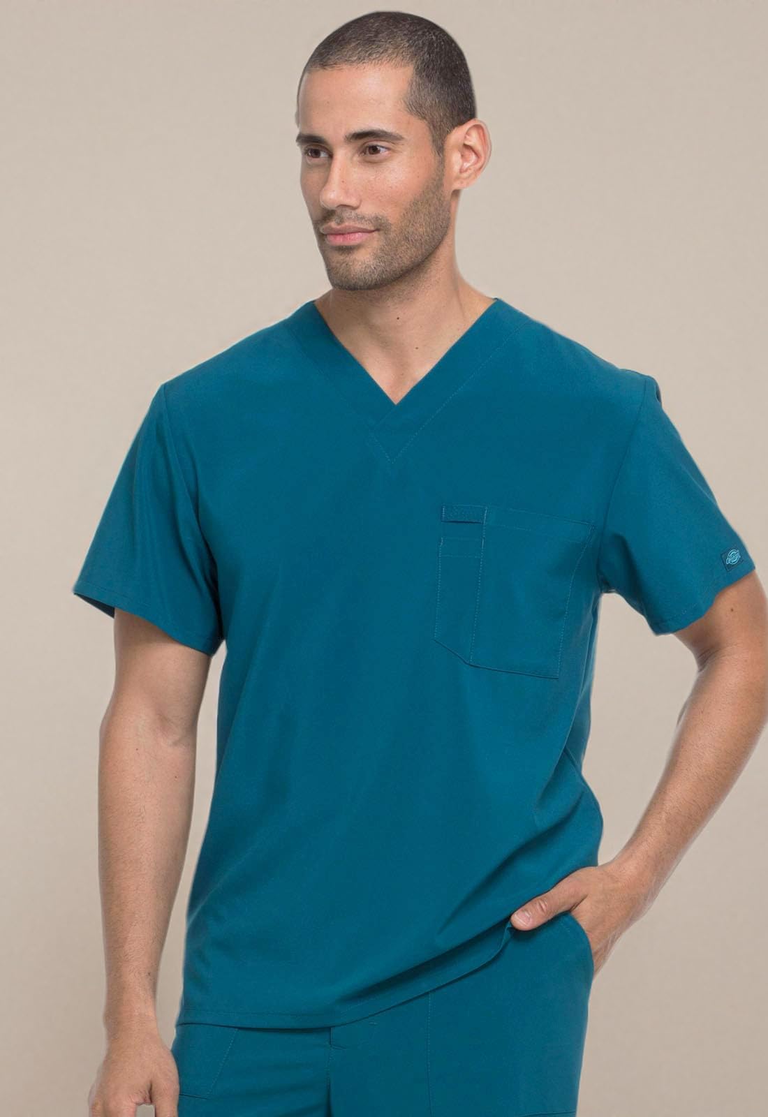 Dickies EDS Essentials Men's Scrubs Top - Tuckable V-Neck Work Shirt DK635 | Comfortable Medical Uniform for Doctors & Nurses | Hospital & Clinic Wear