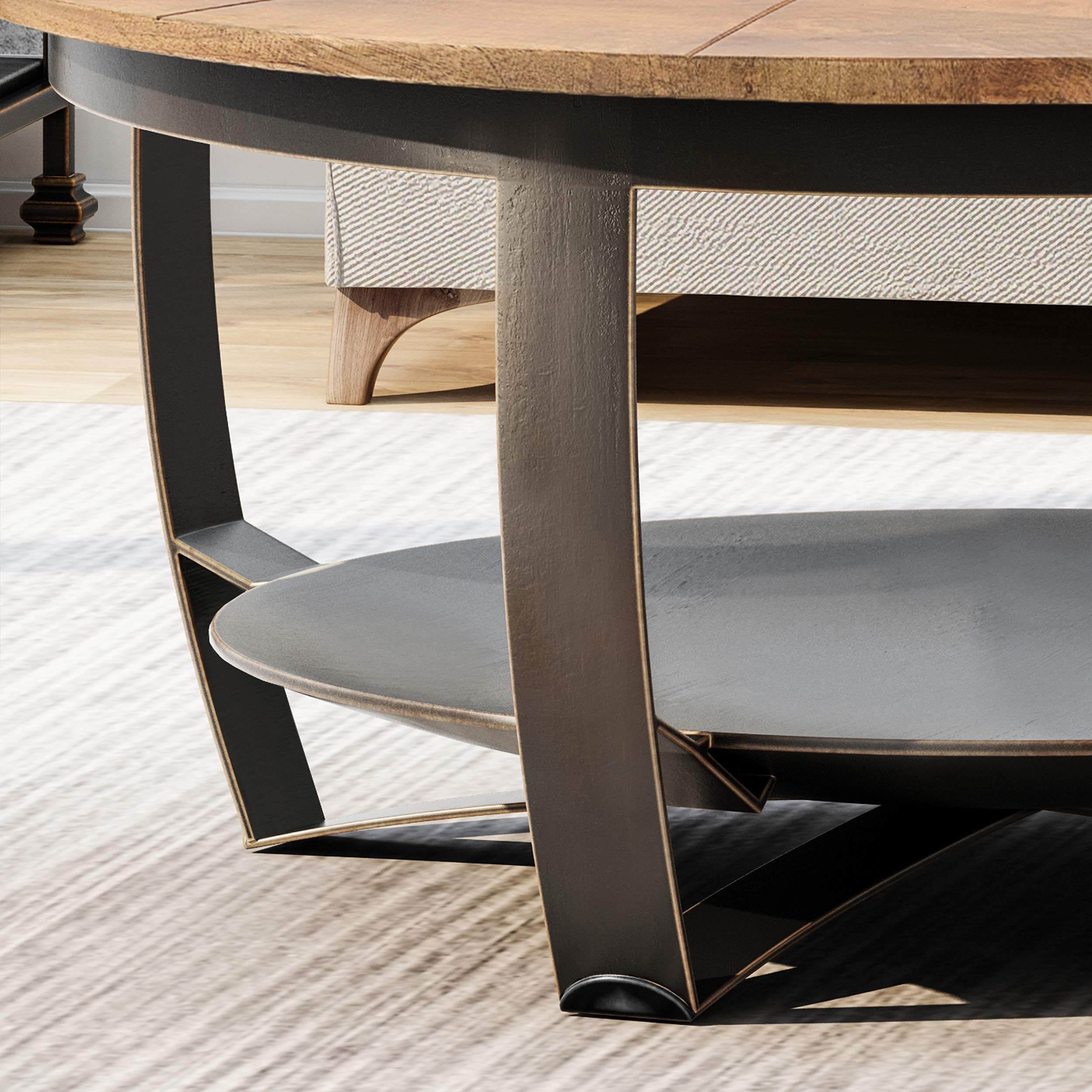 Christopher Knight Home Meroy Coffee Table - Natural & Black Finish - Modern Living Room Furniture for Small Spaces & Apartments
