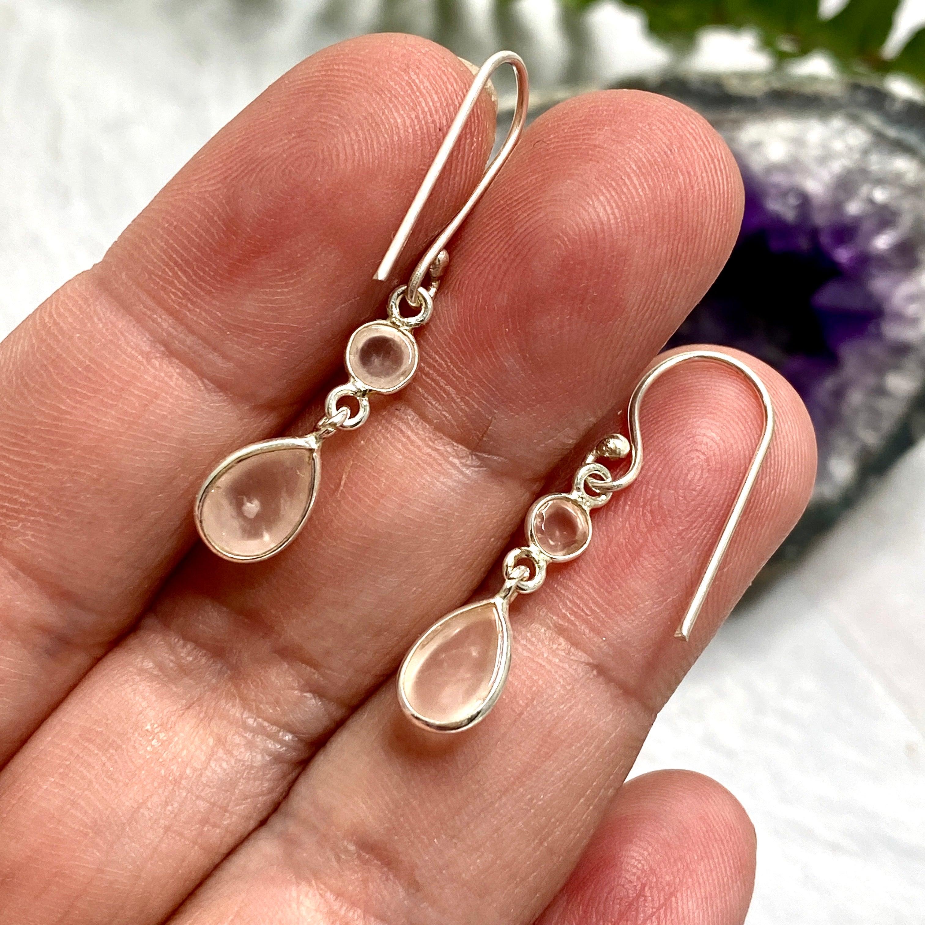 Rose Quartz Teardrop Earrings with Multi-Stone Design - Elegant Dangle Earrings for Women, Perfect for Weddings, Parties & Everyday Wear - KEGJ1205