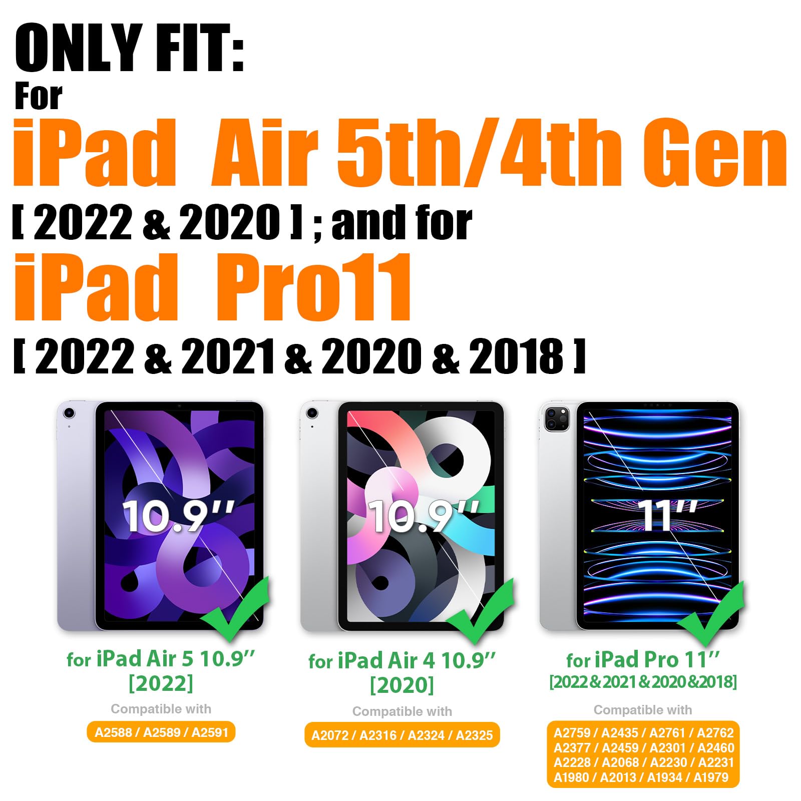 SEYMAC 360° Rotating Protective Case with Screen Protector & Pen Holder for iPad Air 5th/4th Gen 10.9