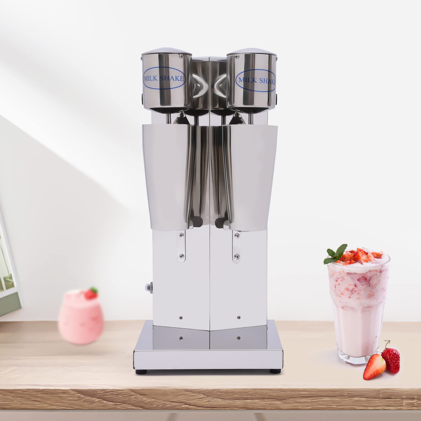 Retro Electric Milk Shaker - 110V Commercial Grade Double Head Milkshake Maker with 2 Speed Settings - Perfect for Restaurants, Diners & Home Bars - Make Thick Milkshakes, Smoothies & Protein Drinks
