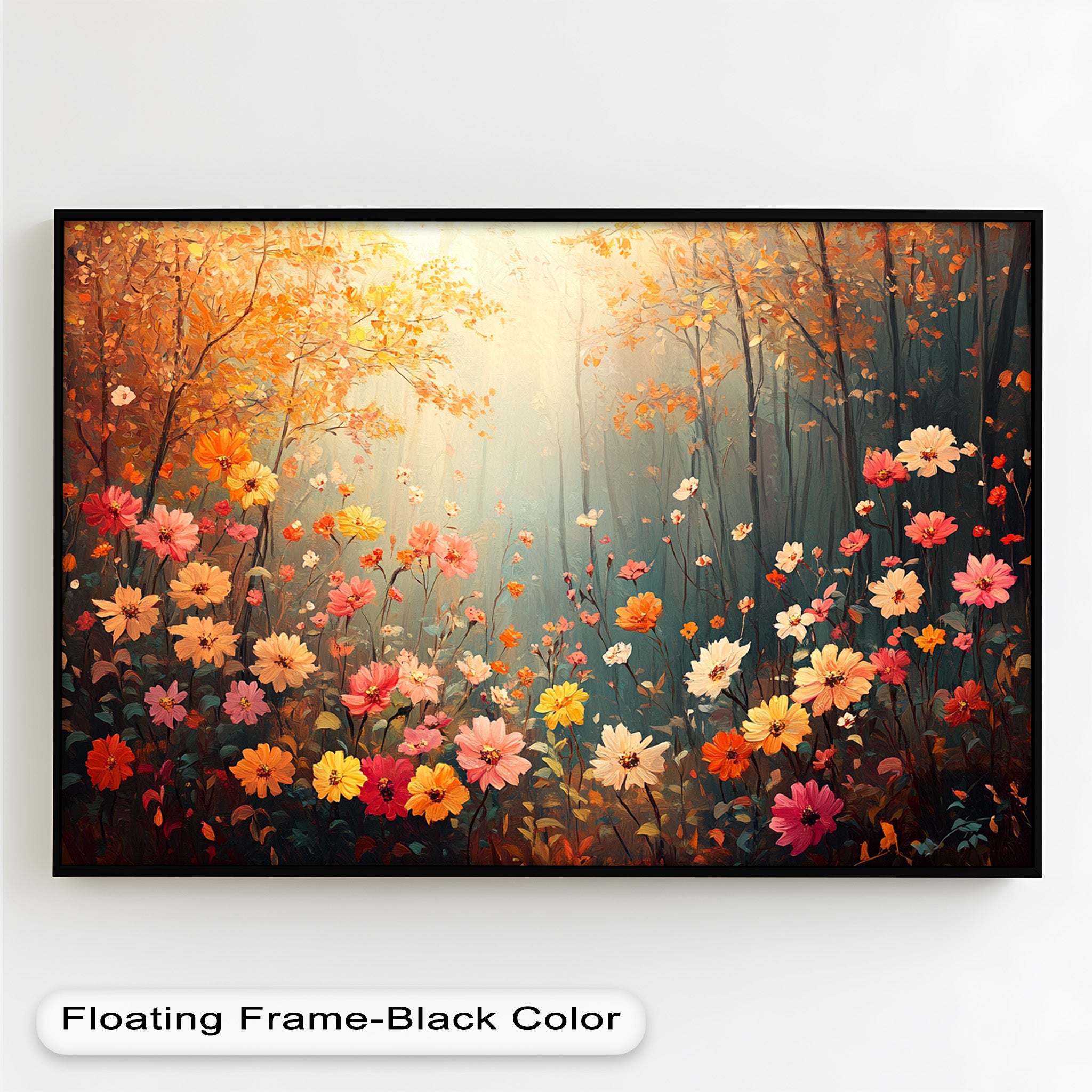 Blooming Forest Light - Vibrant Floral Oil Painting Wall Art for Living Room, Bedroom & Office Decor