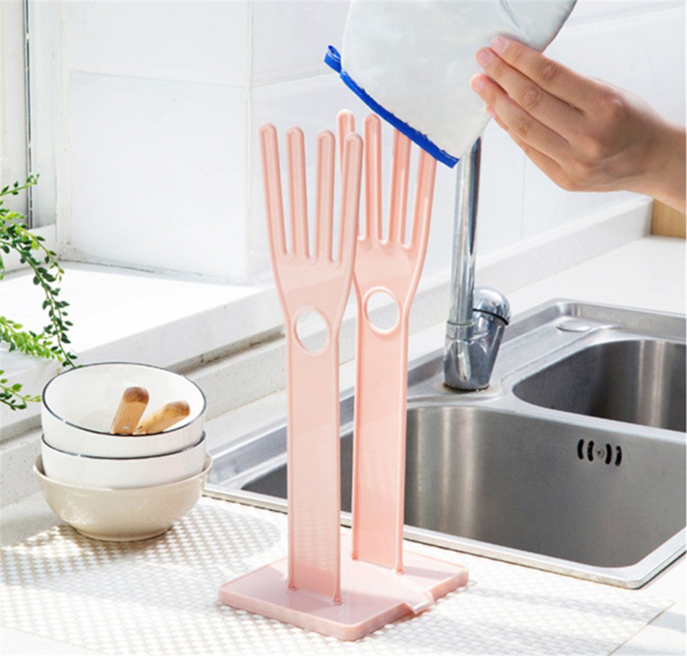 2-Pack Kitchen Rubber Gloves Holder & Drying Rack - Sink Organizer for Dish Towels, Sponges & Cleaning Tools - Space-Saving Bathroom & Kitchen Accessories for Organized Home