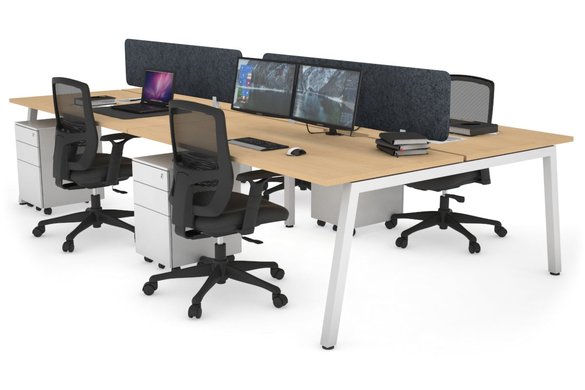Quadro 4-Person Office Workstation Desk - 1800L x 700W Dimensions - Perfect for Team Collaboration & Open Office Spaces