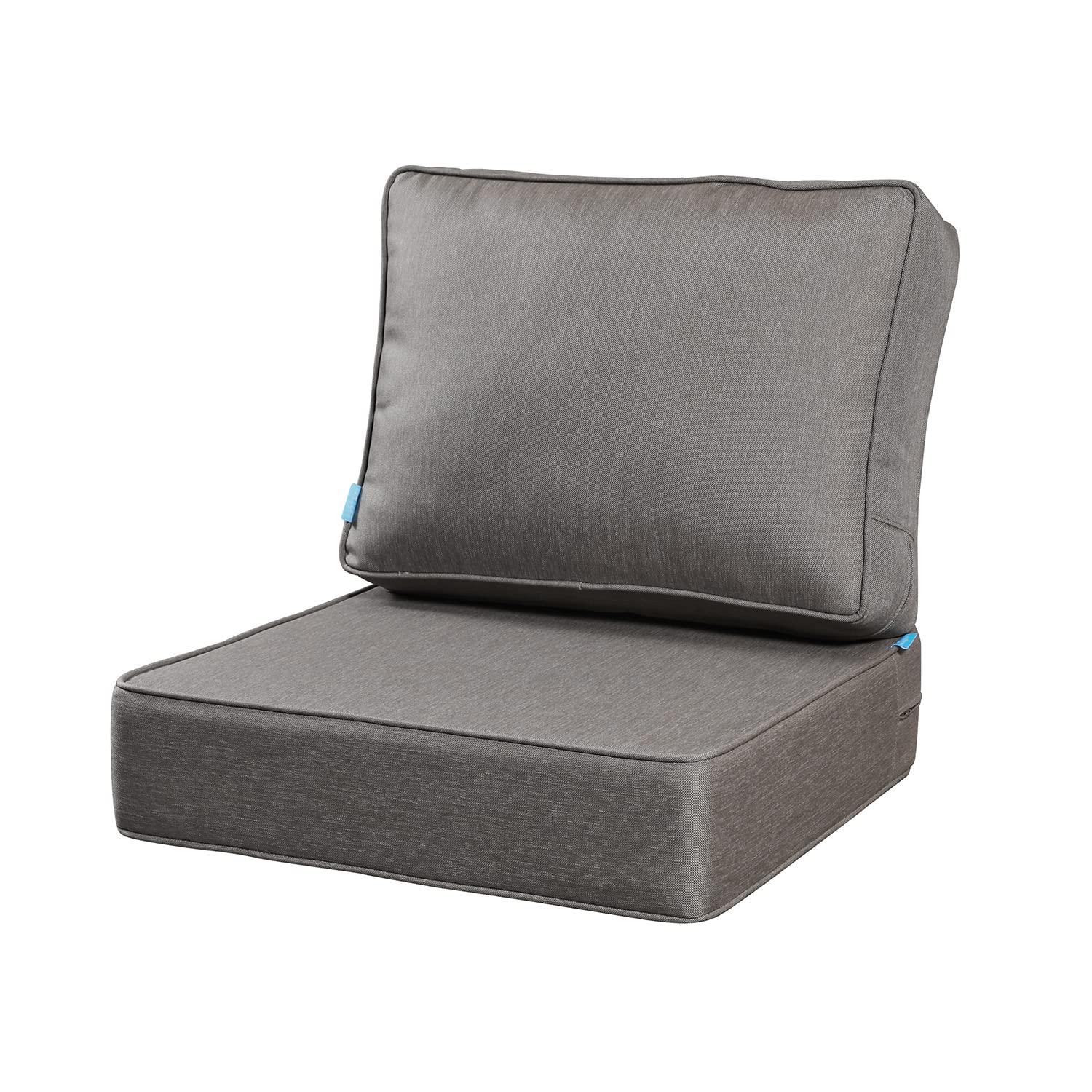 ARTPLAN Deep Seat Outdoor Patio Chair Cushions Set - 2-Piece Square Seat & Back Cushions (24x24x6 & 18x24 Inches) - Waterproof & UV Resistant - Perfect for Patio Furniture, Deck Chairs & Poolside Lounging - Grey