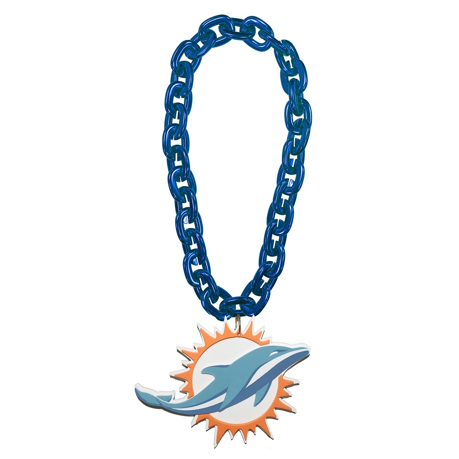 Aminco Miami Dolphins NFL Fan Chain - Teal Color Necklace for Football Games, Tailgating & Sports Events