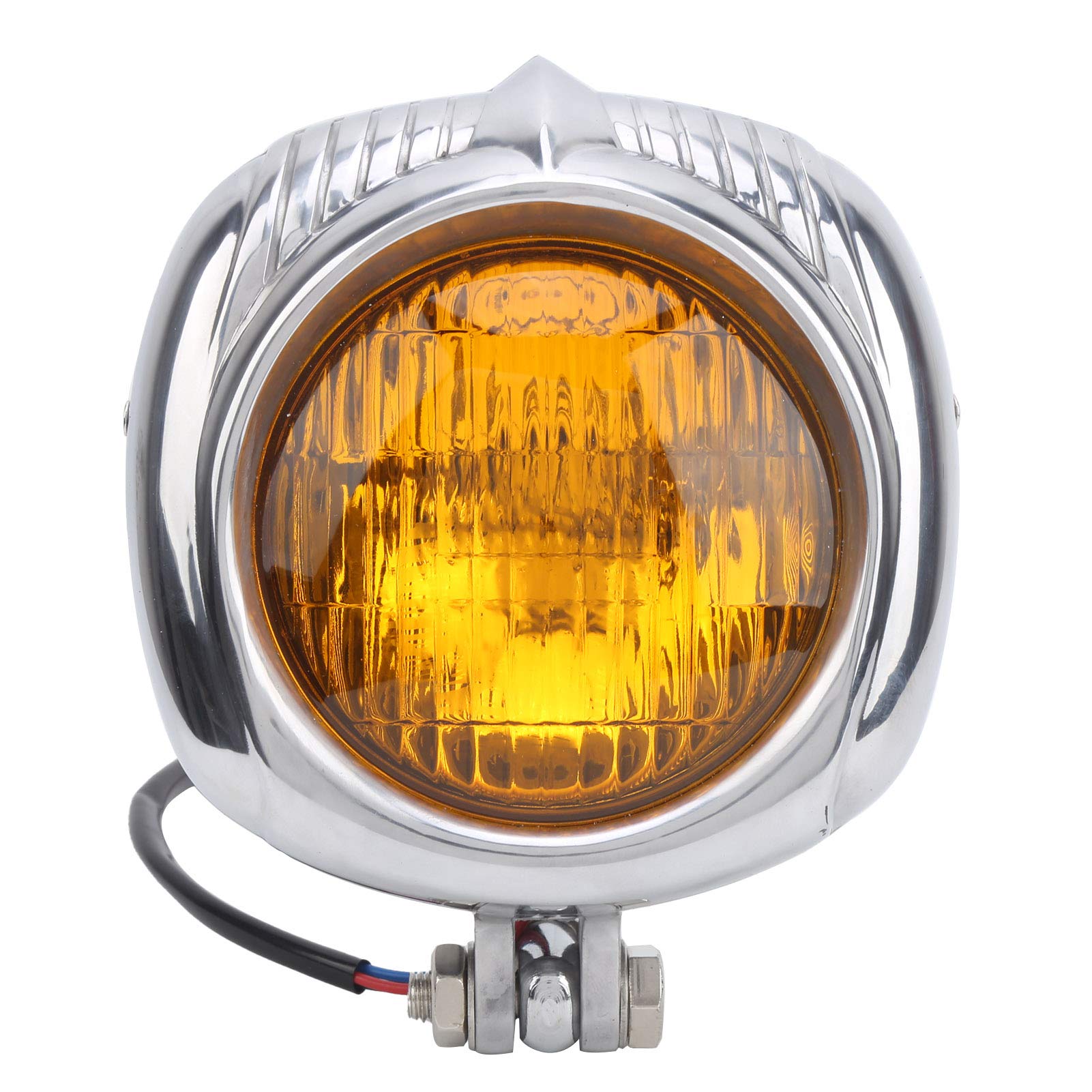 Qiilu 12V Motorcycle Headlight - High Strength Aluminum Alloy, Universal Retro Bike Lamp for Night Riding