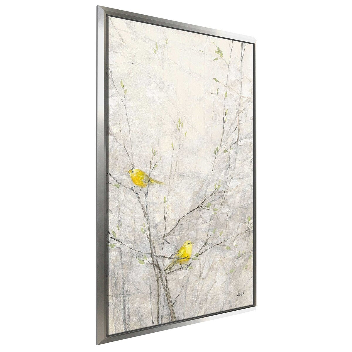 Birds in Trees II Canvas Wall Art - Modern Floating Frame Print - Nature Decor for Living Room, Bedroom & Office