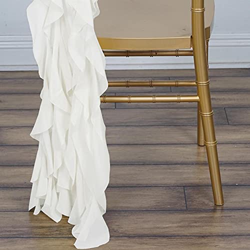50 Ivory Premium Curly Chiffon Chair Covers with Sashes - Elegant Wedding, Party & Ceremony Decorations - Perfect for Reception, Banquet and Special Event Decor