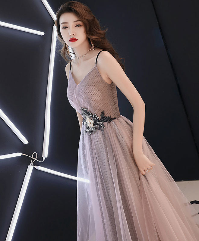 Elegant Champagne V-Neck Tulle Long Prom Dress for Women - Perfect for Evening Gala, Formal Dances & Special Occasions