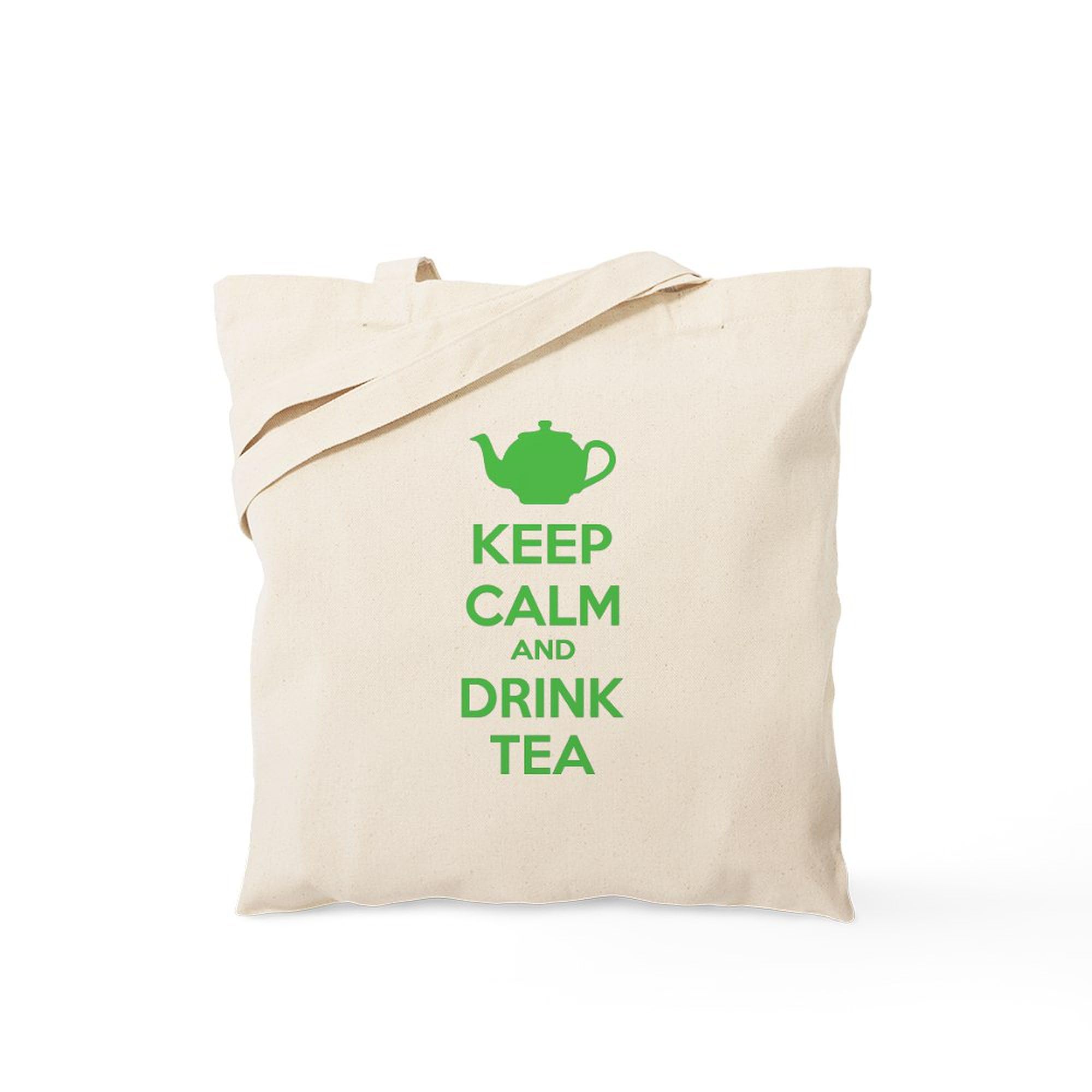 Keep Calm And Drink Tea Tote Bag - Natural Canvas Reusable Shopping Bag for Groceries, Beach, Work & Daily Use