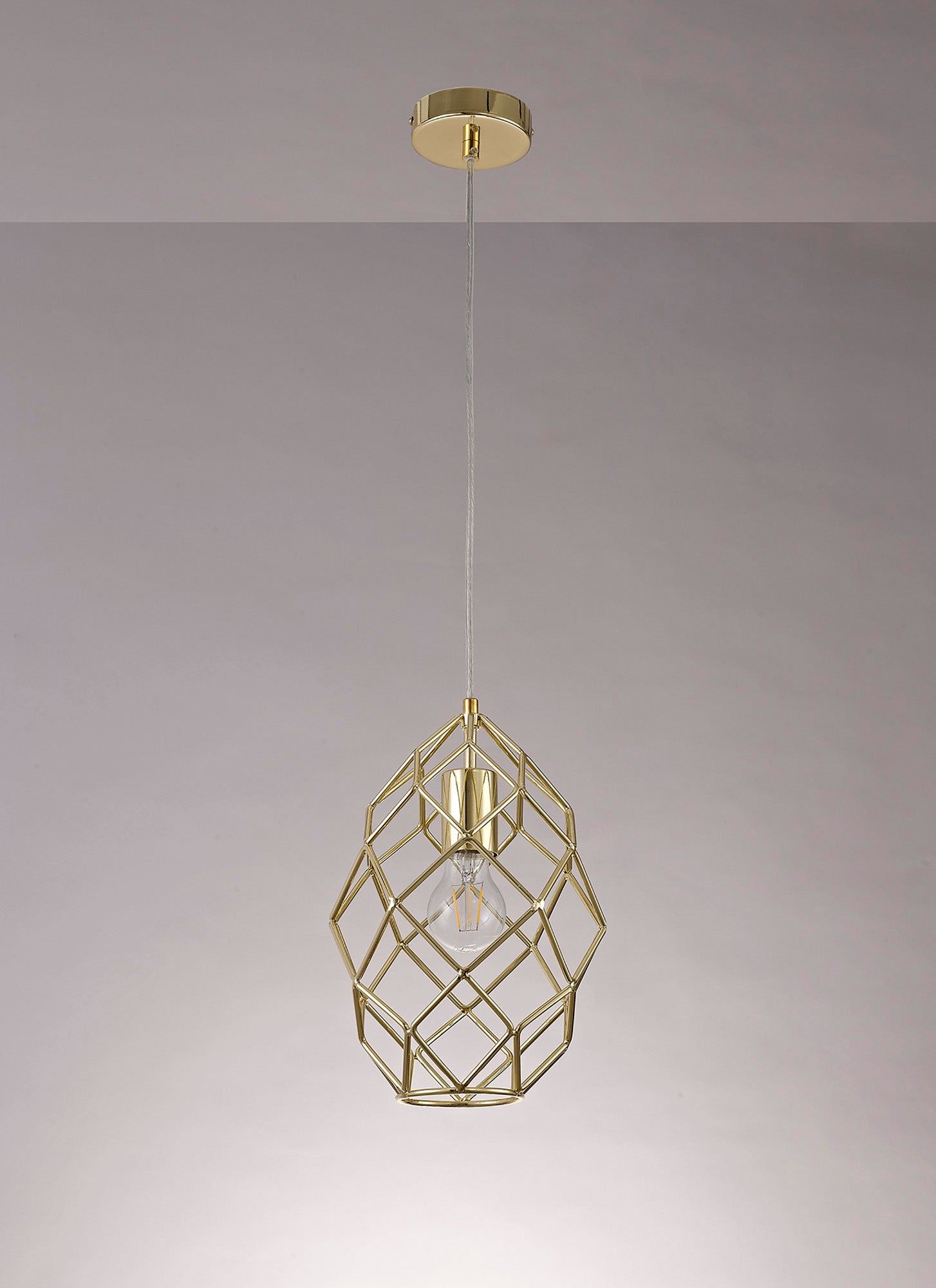 Bistreao Curved Cylinder Pendant Light - E27 Socket, Polished Brass Finish - Perfect for Dining Room, Kitchen Island & Modern Interior Lighting