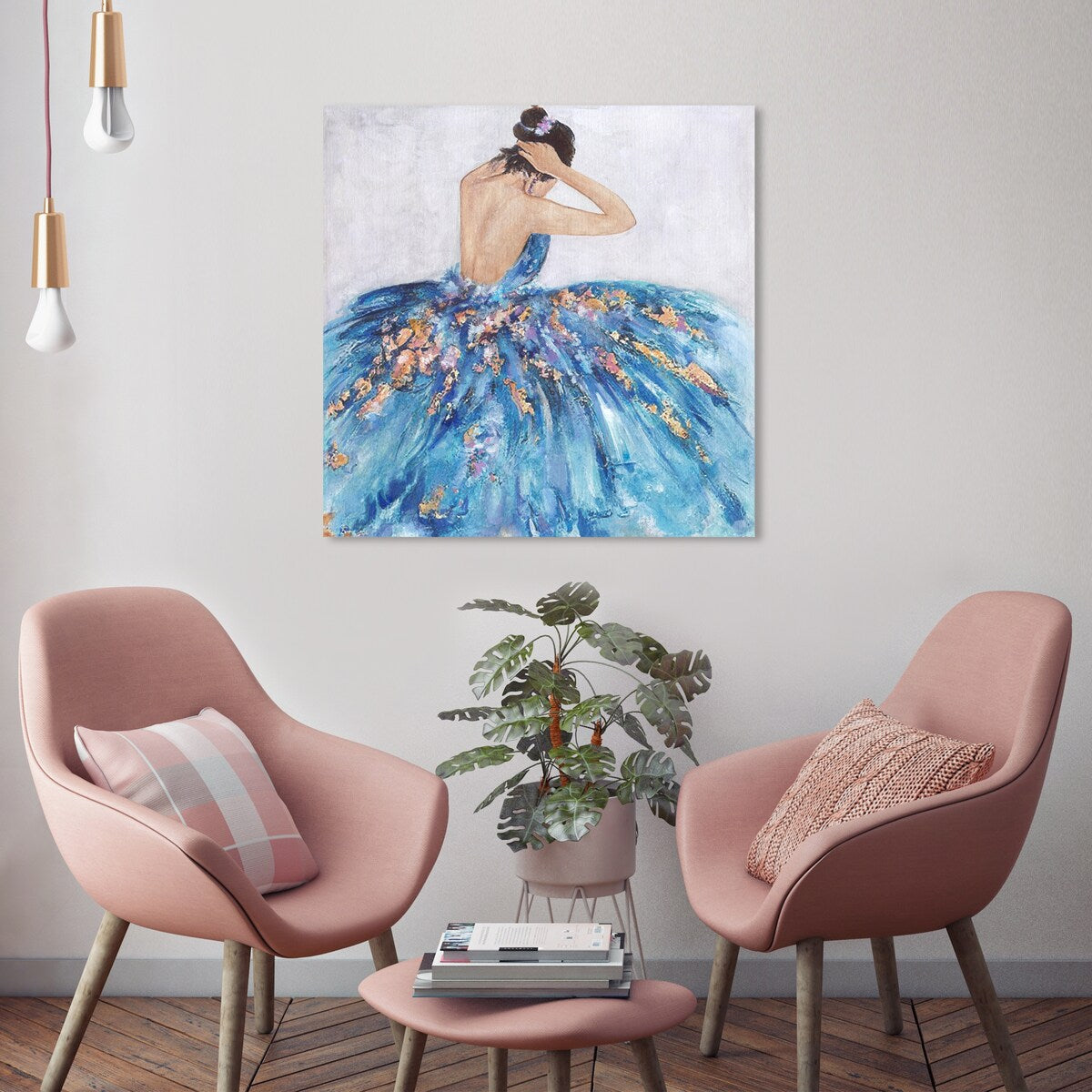 Elegant Blue Princess Dress Canvas Wall Art Print - Festive & Glamorous Home Decor for Bedroom, Nursery, or Living Room