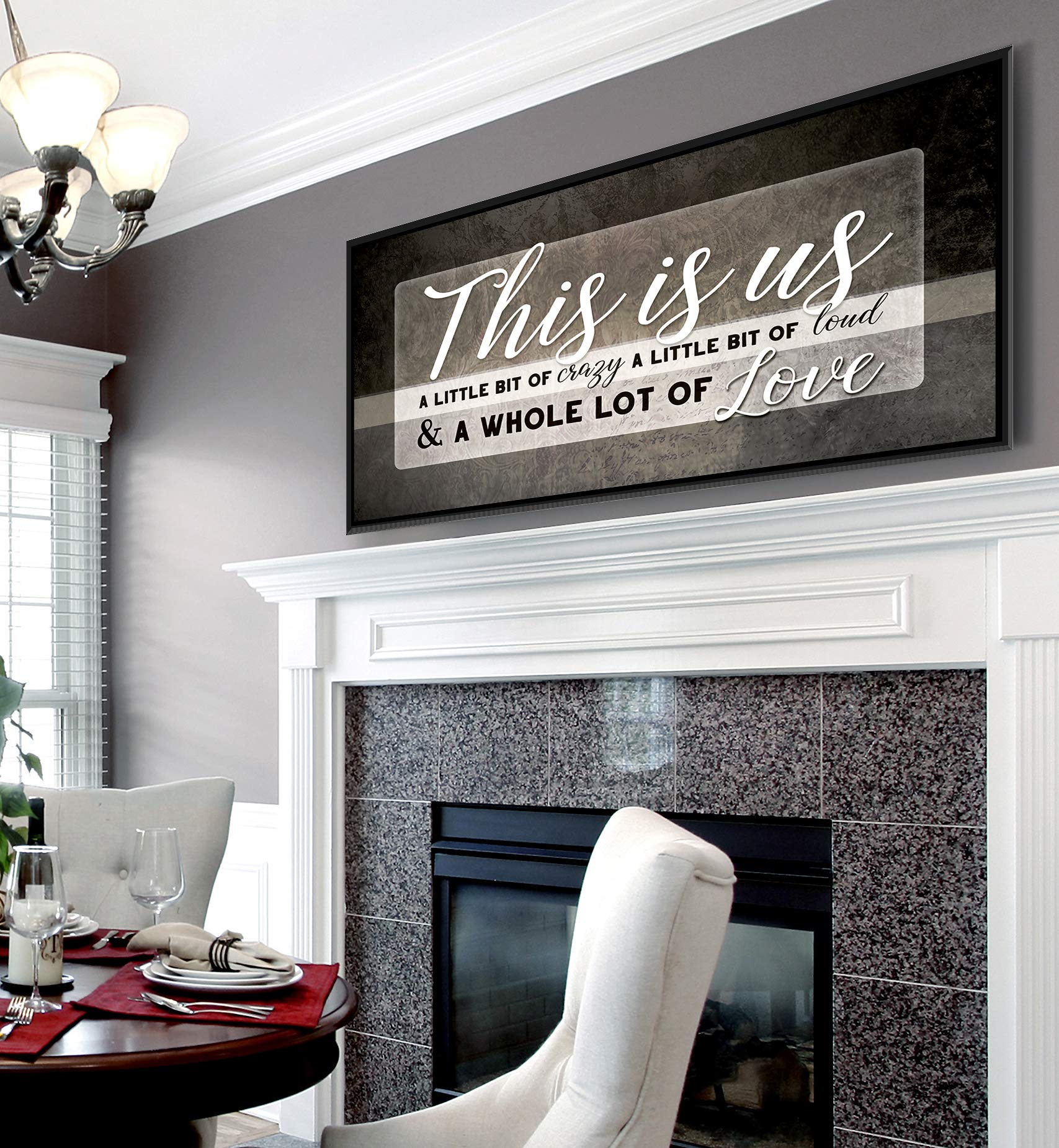 This Is Us Framed Wall Art - Large Canvas Farmhouse Decor for Living Room, Family Wall Art, Housewarming Gift for New Home (Brown & Black Floating Frame, 42x19) - Perfect for Home Decor, Housewarming Parties & Cozy Farmhouse Style Interiors