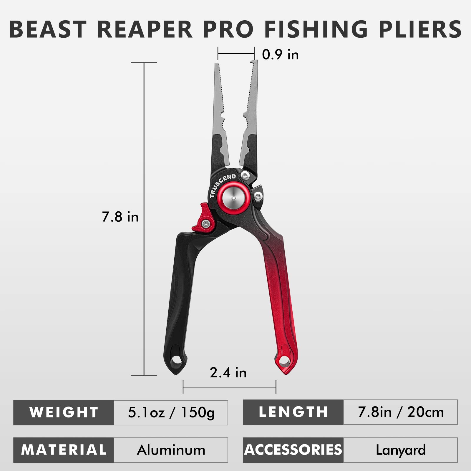**TRUSCEND Lockable Fishing Pliers – Ergonomic Handle, Saltwater-Resistant Teflon Coating, Multi-Function Tool with Mo-V Cutter – Perfect Gift for Anglers & Fishing Enthusiasts (Great for Saltwater, Freshwater & Fly Fishing)**