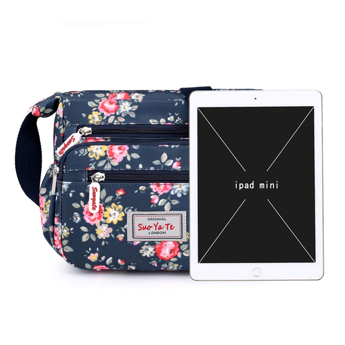 Women's Floral Nylon Crossbody Bag - Waterproof Adjustable Strap for Travel & Daily Use