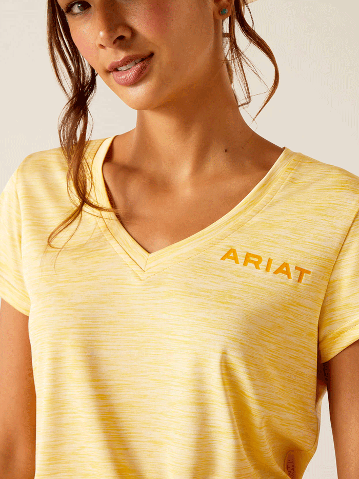 Ariat Women's Laguna Logo Top in Jojoba Yellow - Comfortable & Stylish Casual Shirt for Outdoor Activities & Everyday Wear