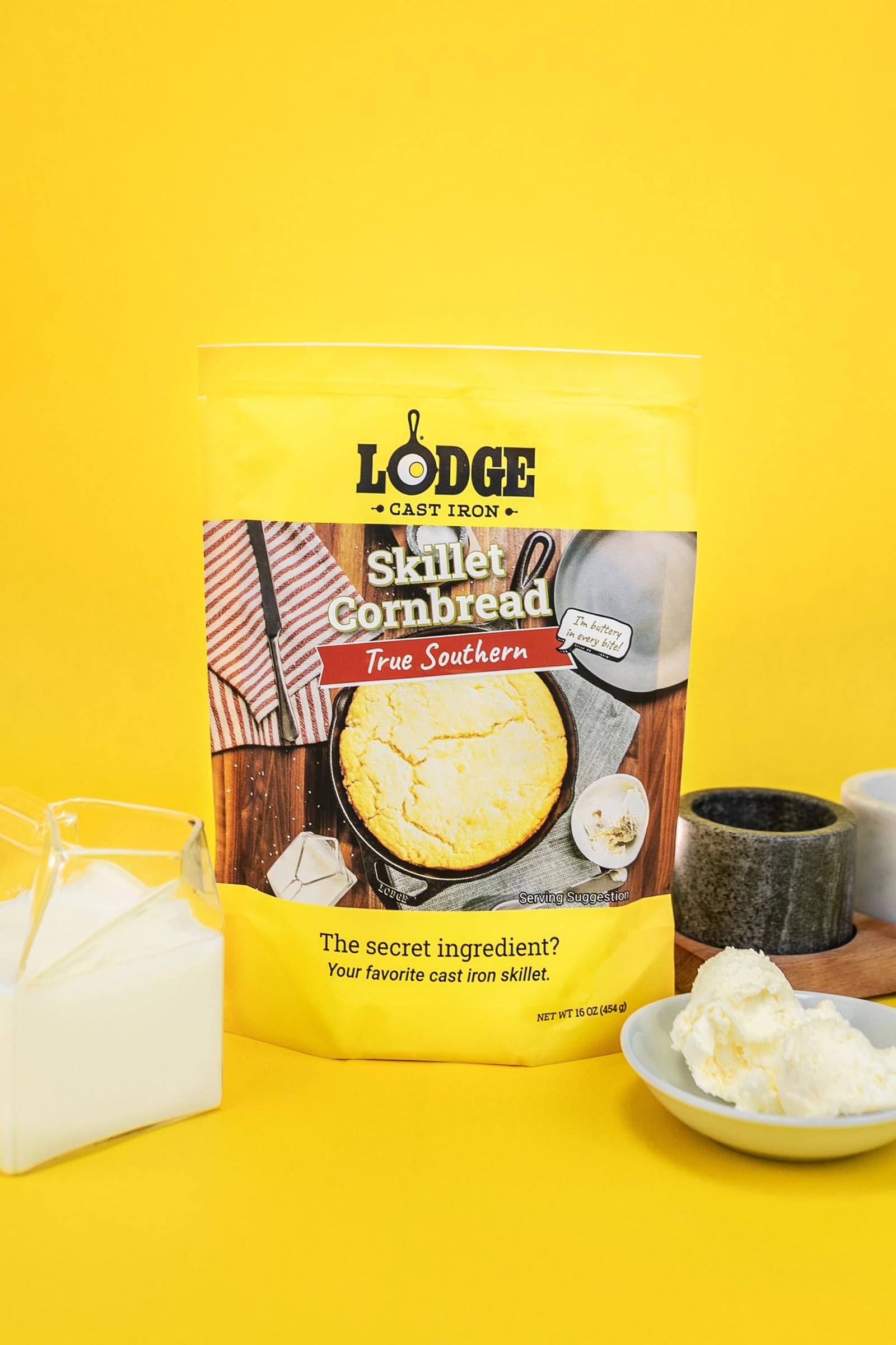 Authentic Southern Lodge Cast Iron Skillet Cornbread Mix - 16oz (4 Pack) | Perfect for Cast Iron Skillets, Wedge Pans & Muffin Tins | Non-GMO Ingredients | Ideal for Family Dinners, BBQs & Holiday Baking