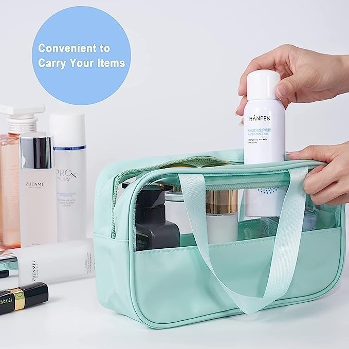 Qrex Women's Premium Waterproof Makeup Bag | Travel Cosmetic Organizer & Toiletry Pouch for Girls | Washable Storage Case for Bath Accessories, Grooming Kit & Beauty Essentials | Perfect for Travel, Gym & Daily Use (Medium, Dry Green)