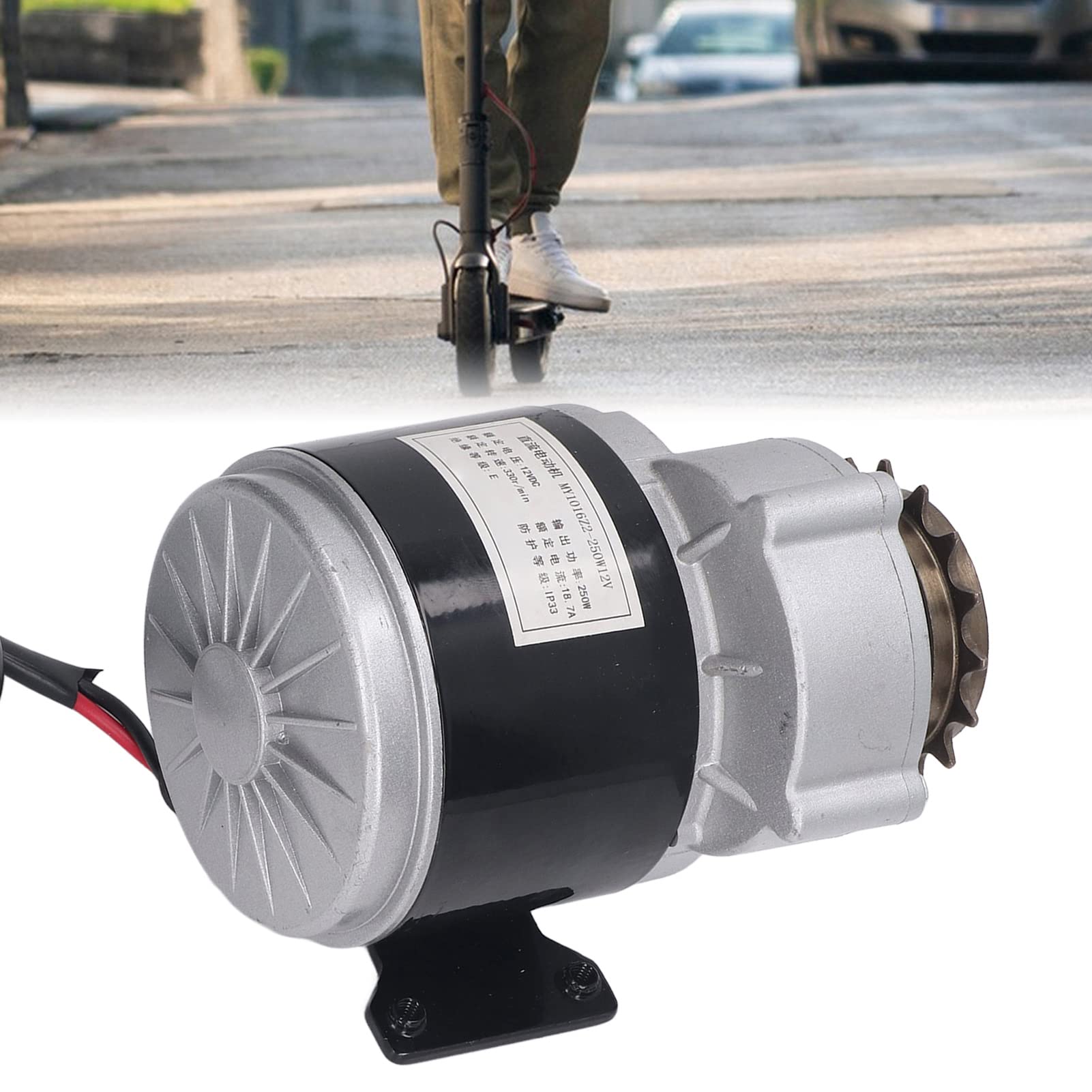 Alomejor 12V 250W 330RPM Brush Motor with 16-Tooth Sprocket - Gear Reduction Electric Motor for Scooter & E-Bike DIY Projects - Perfect for Commuting & Off-Road Riding