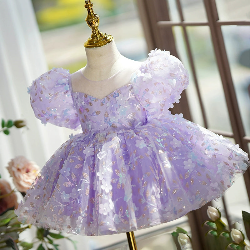 Elegant Purple Sequin Baby Dress for Toddlers - Sparkly Mesh Princess Party Costume | Perfect for Birthday Parties, Pageants & Special Occasions