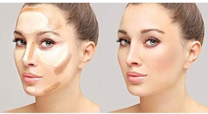 Professional 2-in-1 Primer & Foundation Contour Stick with Face Powder & Blender - 5 Piece Makeup Kit for Flawless Complexion | Perfect for Daily Use, Special Occasions & Professional Makeup Artists