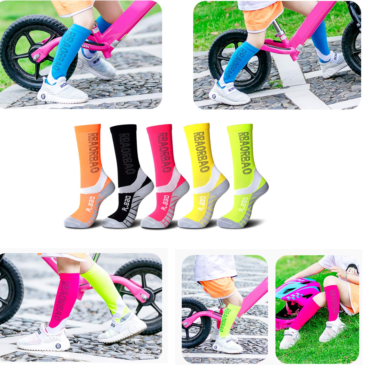 **Kids Cycling & Hiking Compression Socks - Soft Breathable Long Socks for Balance Bikes - Comfortable Sports Socks for Boys & Girls - Perfect for Outdoor Activities, Bike Riding & Hiking Adventures**