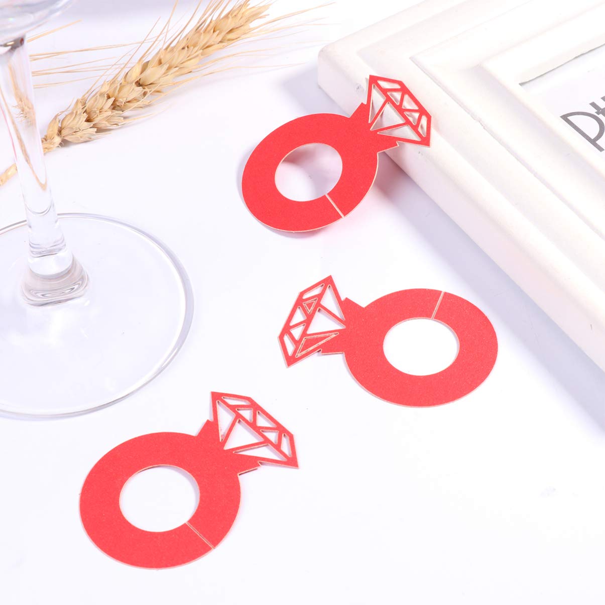 Amosfun 24pcs Glass Drink Markers - Wine Glass Charms, Wedding Cup Identifiers, Party Decorations for Festive Celebrations, Bridal Showers & Holiday Gatherings