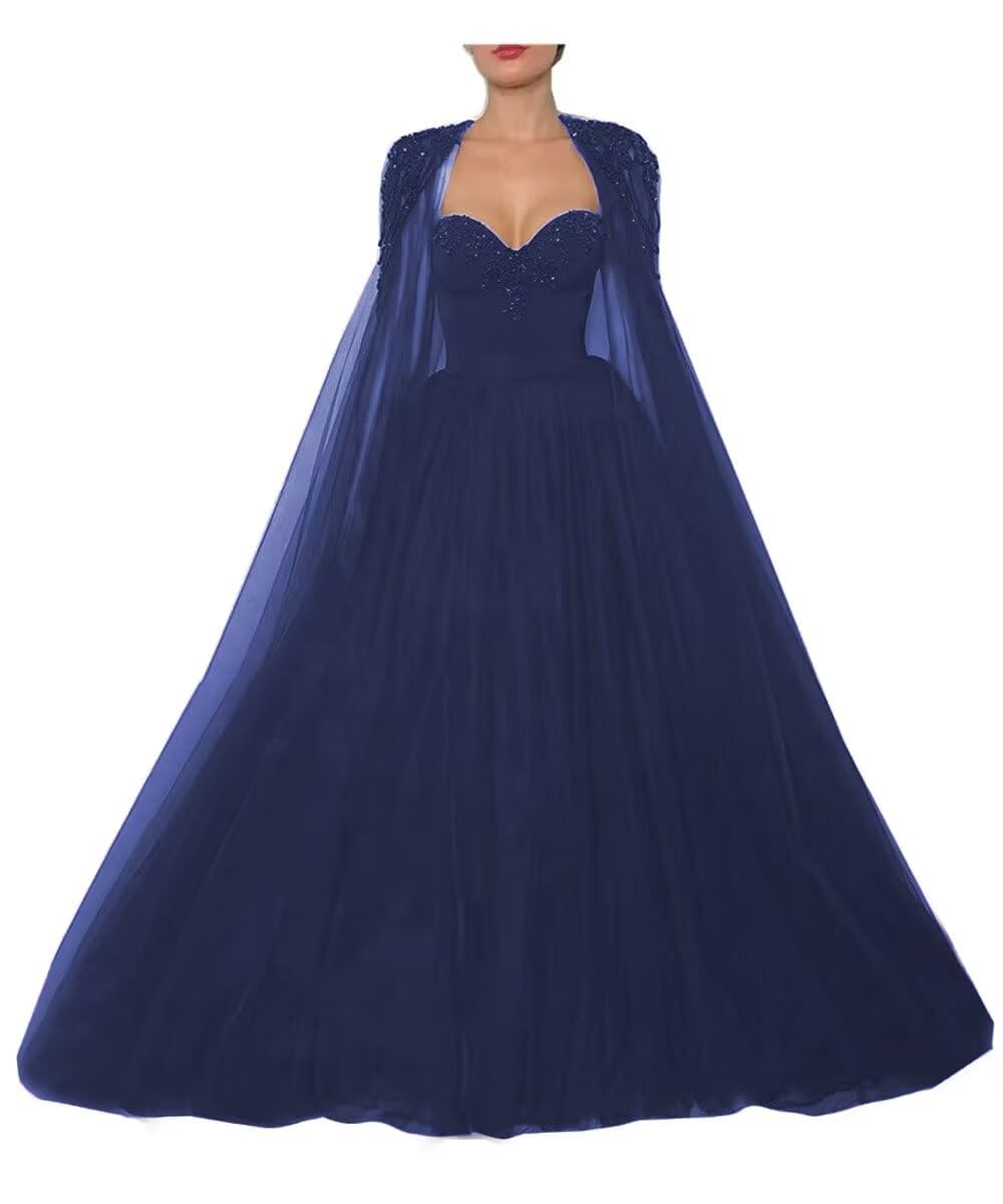 Elegant Black Beaded Wedding Dress with Cape | Strapless Tulle Bridal Gown for Bride | Pearly Embellishments | Perfect for Beach, Church, or Formal Wedding Ceremonies
