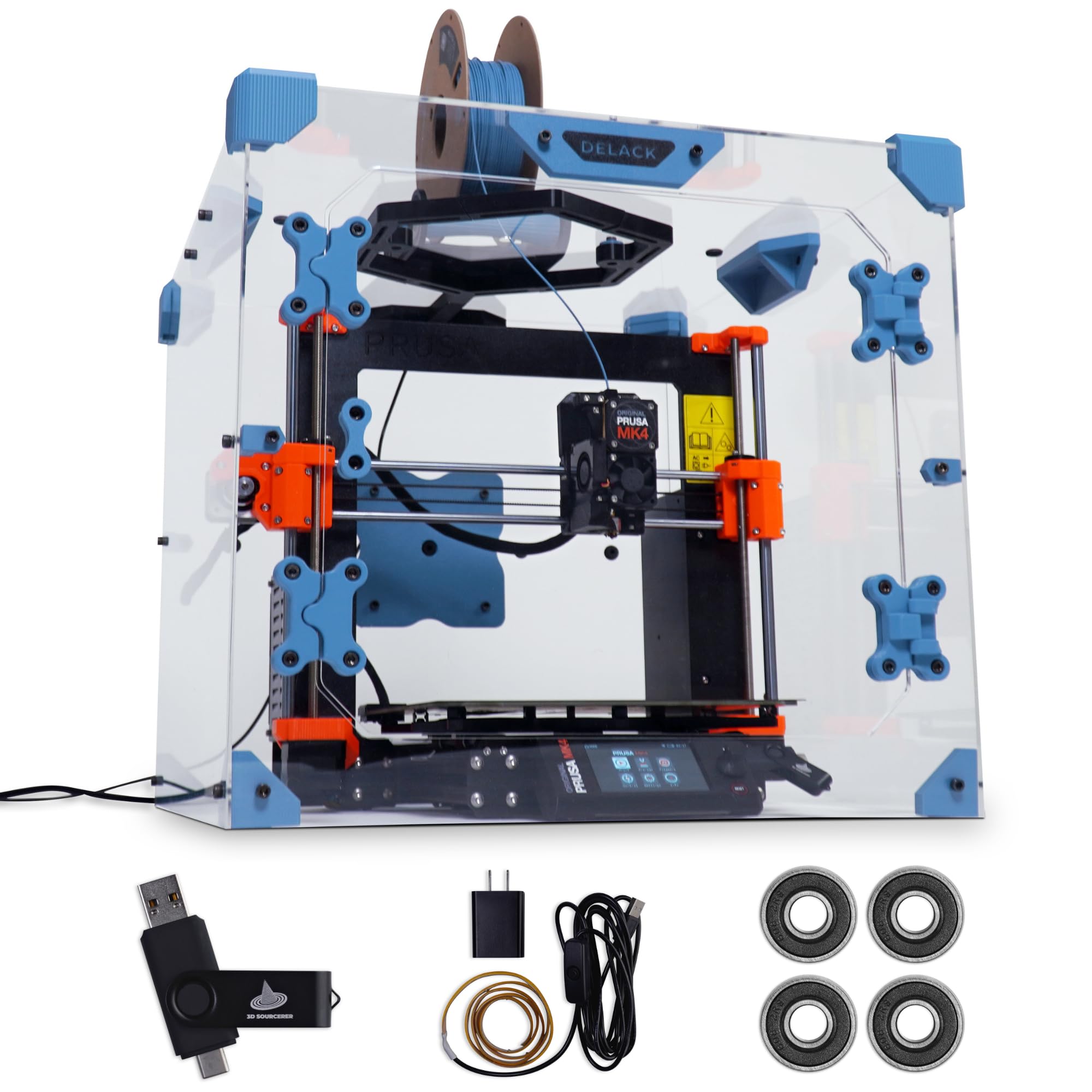 DELACK 3D Printer Enclosure Kit with LED Light for Prusa MK4/MK3/Mini | IKEA Lack Table Compatible | Plexiglass Cover for Temperature Control | Perfect for Home & Office 3D Printing Projects