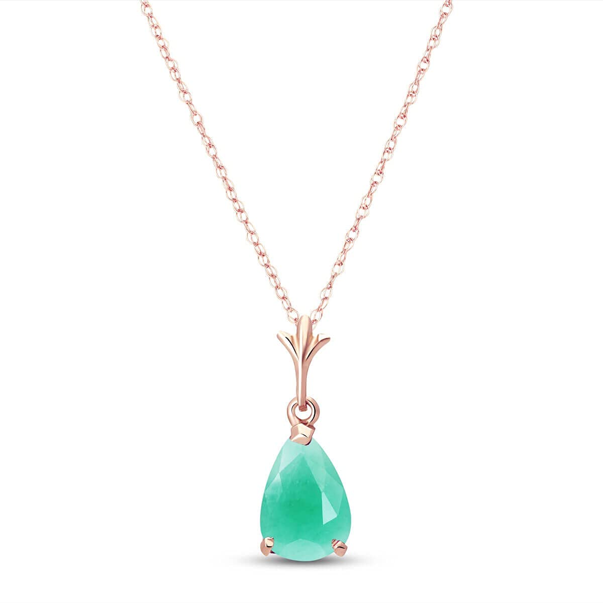 14K Gold Pear-Shaped Natural Emerald Pendant Necklace for Women - Elegant Galaxy Gold GG Jewelry Gift for Birthday, Anniversary & Special Occasions