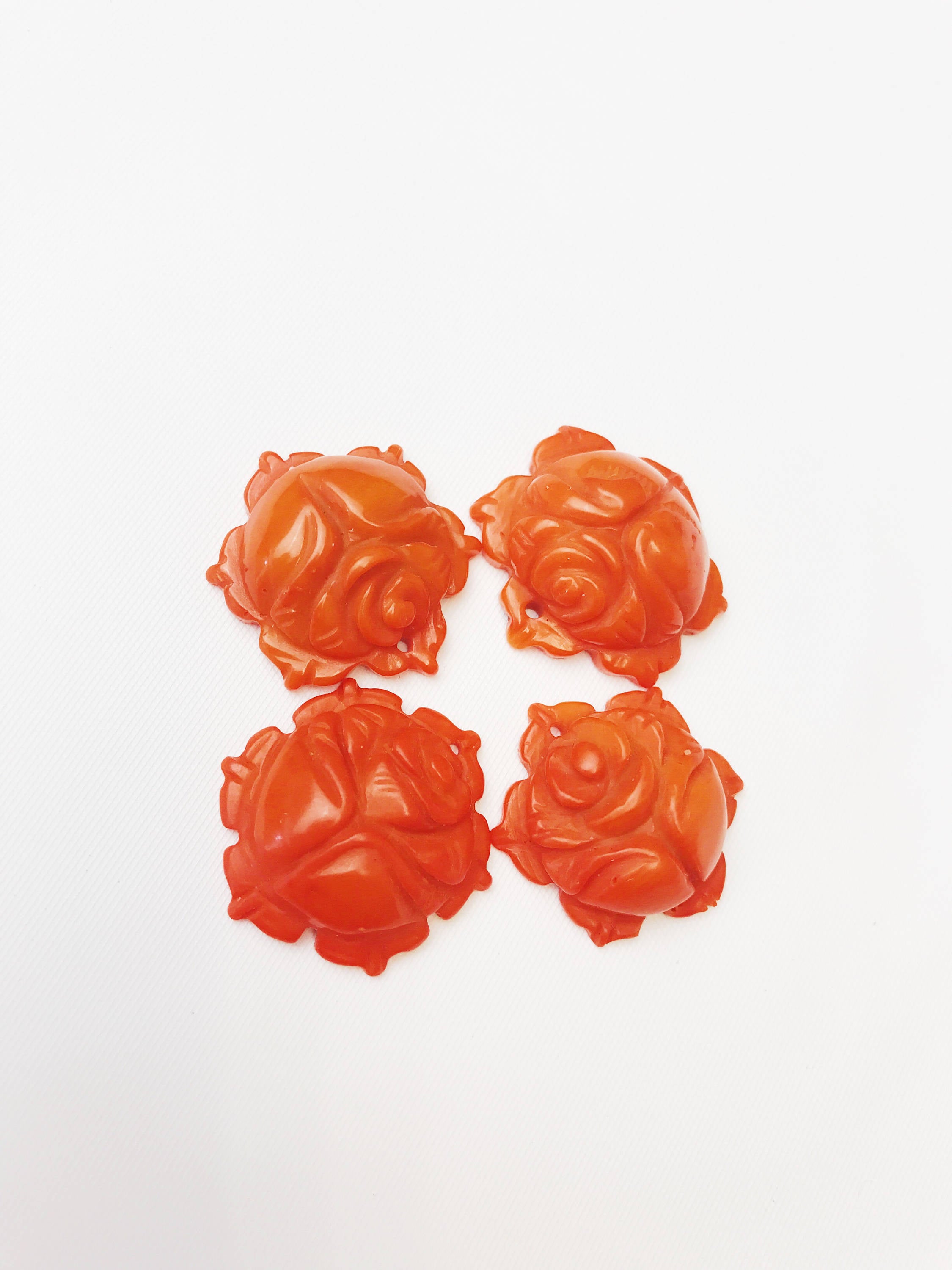 Hand Carved Orange Bamboo Coral Flower Pendant - 20mm Natural Gemstone Jewelry for Women - Perfect for Boho Necklaces, Beach Weddings & Gift Giving