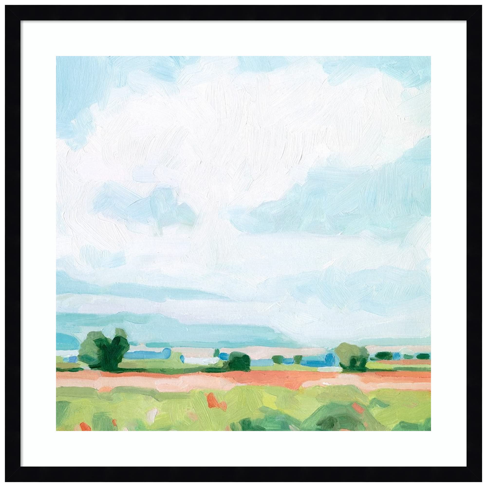 Emma Scarvey Spring Midday II Wood Framed Wall Art Print - 25x25 Inch Black Frame - Modern Home & Office Decor - Perfect for Living Room, Bedroom, Dining Room