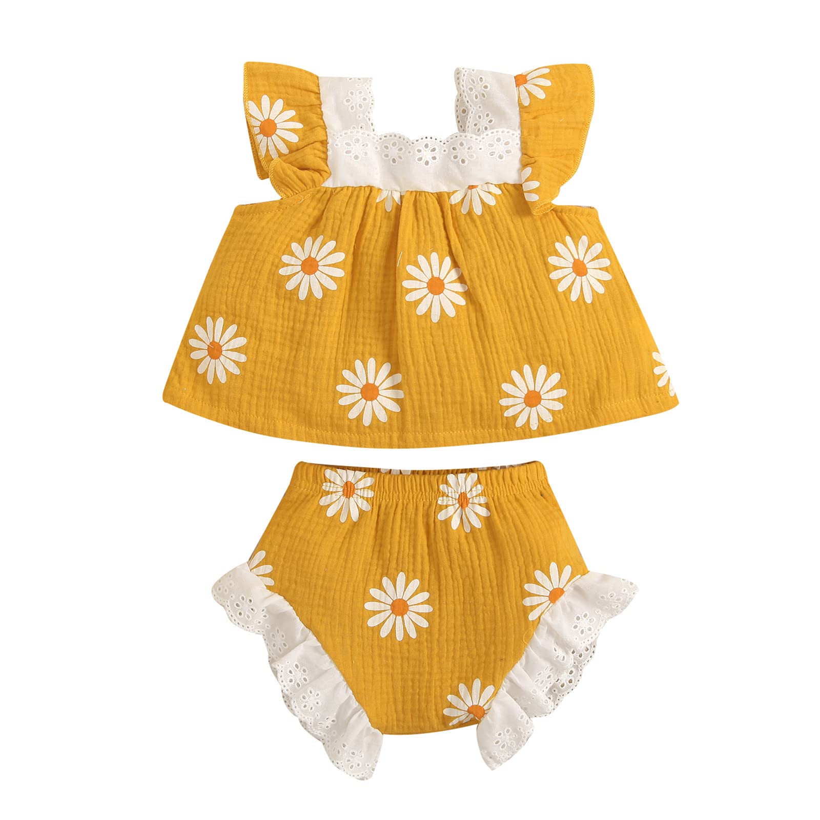 Adorable Baby Girl Summer Outfits - Sleeveless Lace & Linen Clothes Set for Newborns & Toddlers | Perfect for Playdates, Beach Trips & Family Photos