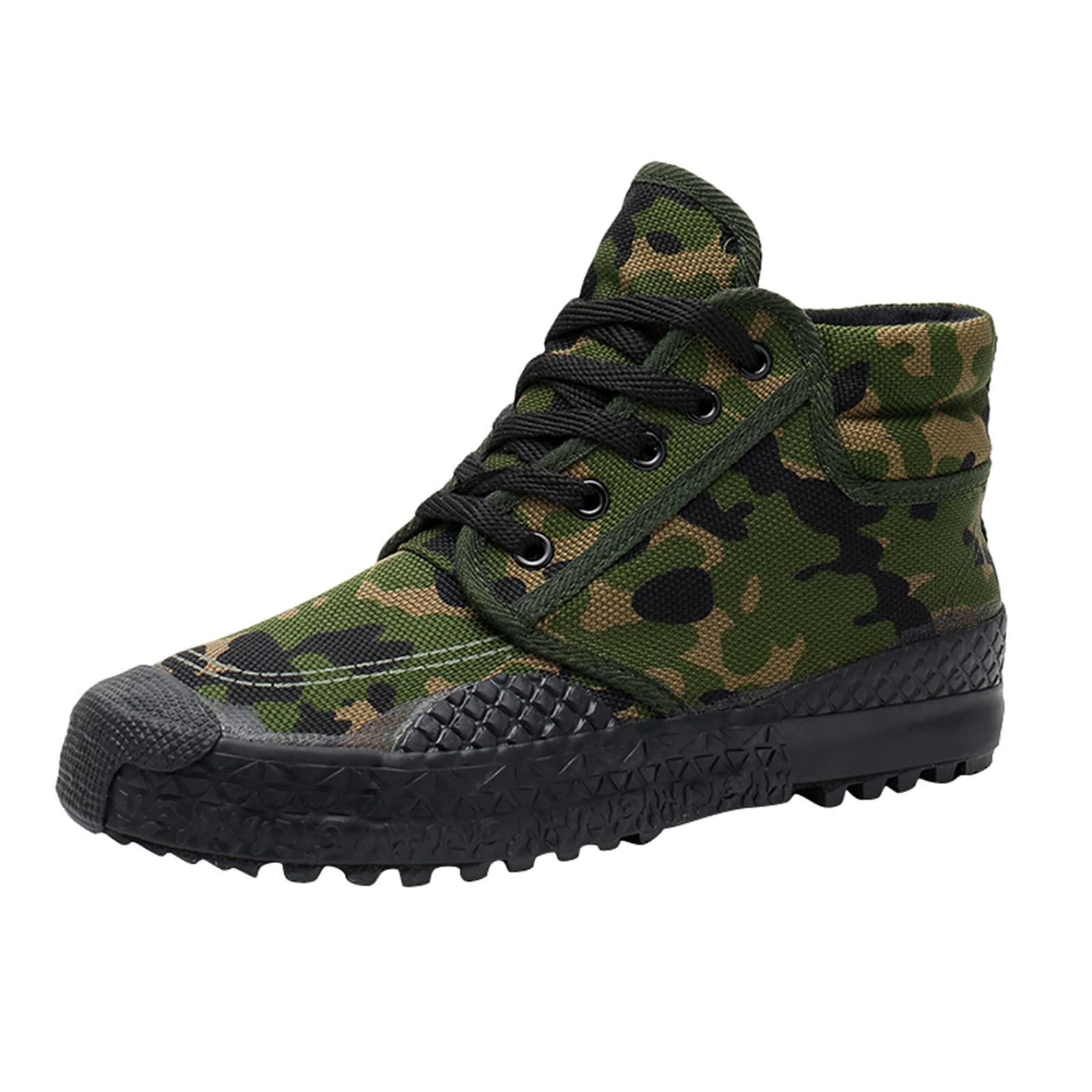 Breathable Canvas High Top Men's Shoes - Summer & Autumn Trainers with Rubber Soles | Work Safety & Outdoor Shoes | UK Size 10 (US Men's 44) in Green | Perfect for Hiking, Construction & Casual Wear