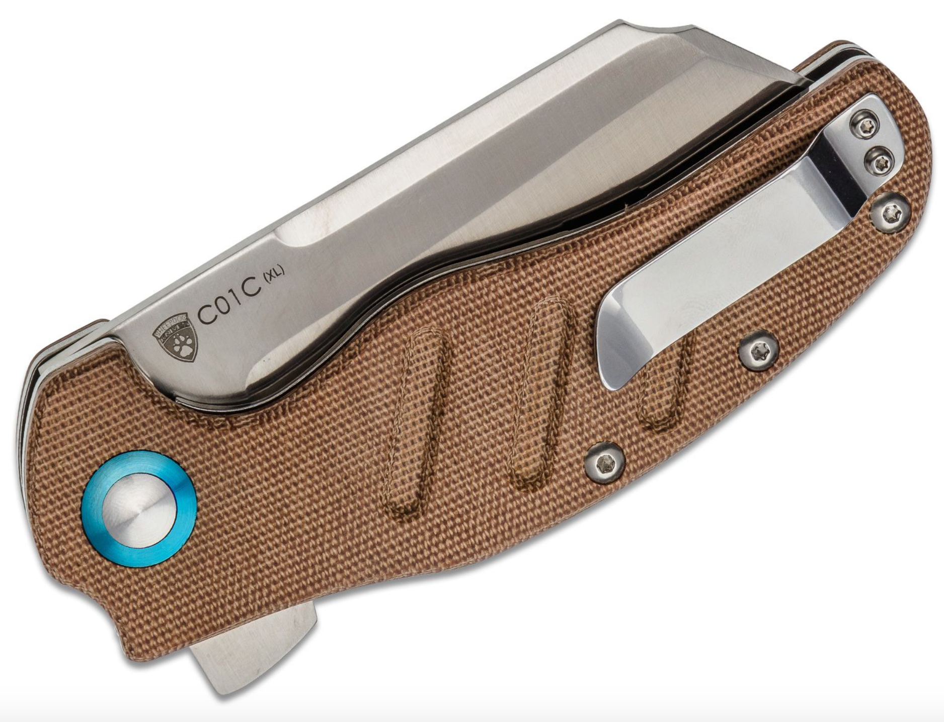 Kizer V5488C4 XL Folding Knife - 154CM Satin Blade, Brown Micarta Handle, Sheepdog XL Flipper Knife for Outdoor Camping, Hunting & EDC