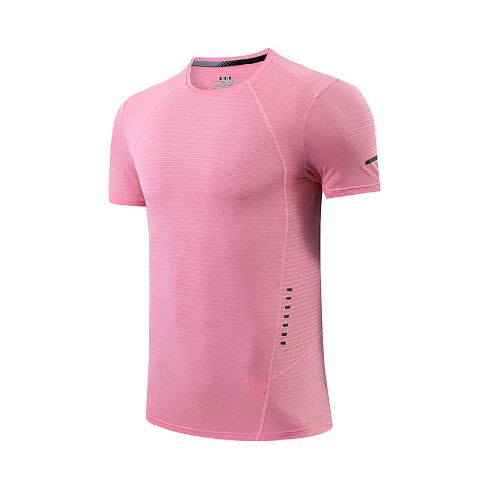 BIKMAN Men's Athletic Performance T-Shirt - Classic Stitched Design, Stretchable & Breathable Fabric (Large, Pink) - Perfect for Gym Workouts, Running & Casual Wear