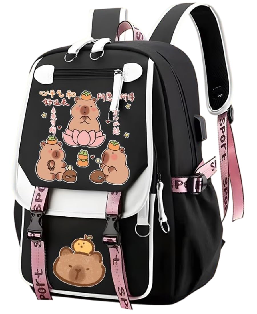 Cute Cartoon Capybara Backpack - Lightweight Waterproof Daypack for Women & Girls | Perfect for School, Travel & Outdoor Adventures (Style A)