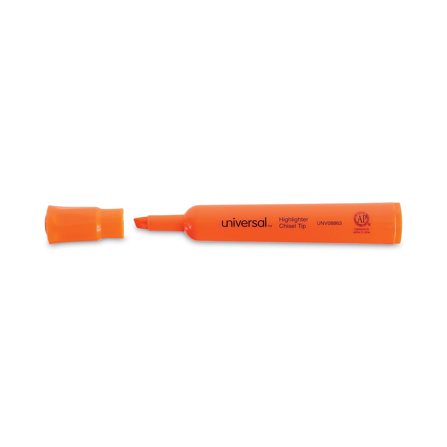 Universal Desk Highlighters - Fluorescent Orange Ink, Chisel Tip, Orange Barrel (12-Pack) - Perfect for Office, School & Study Note-Taking