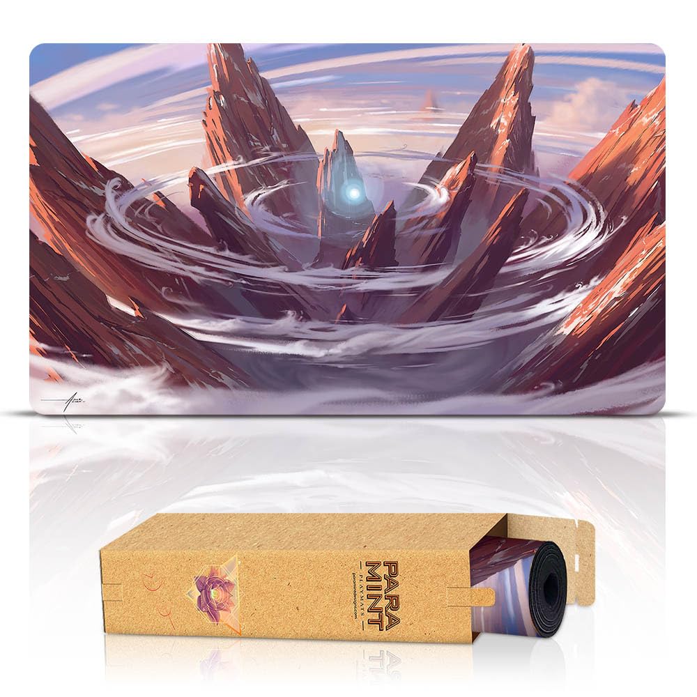 Lotus Quest Mountain Stitched MTG Playmat by Asur Misoa - Magic The Gathering Playmat for MTG, YuGiOh & TCG Games - Premium Stitched Edge Gaming Mat with Original Art - Perfect for Tournaments, Game Nights & Collectors
